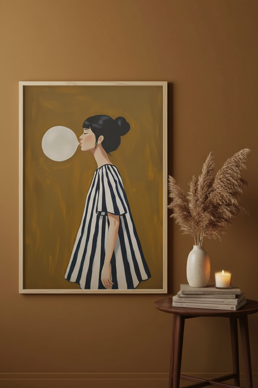 Bubble Girl leaning mockup