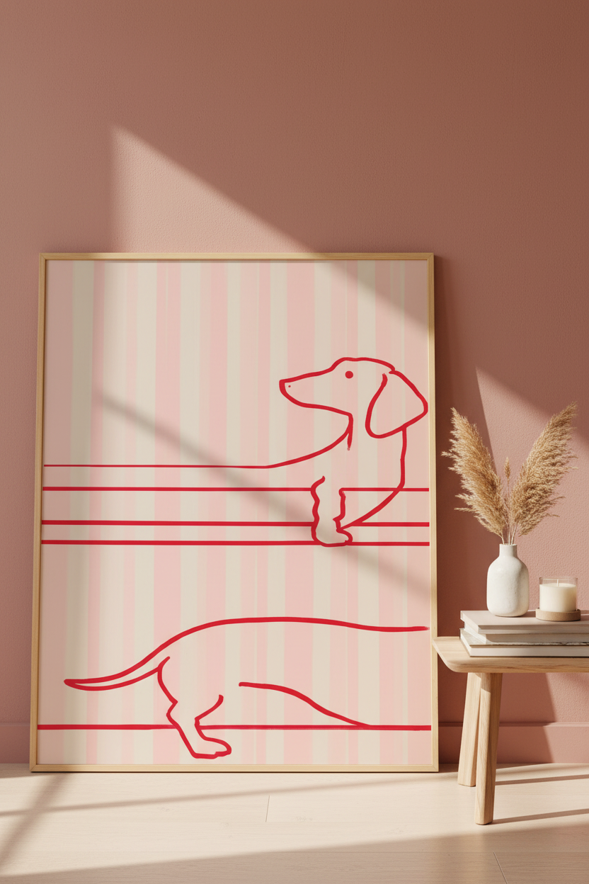 Dachshund poster leaning mockup
