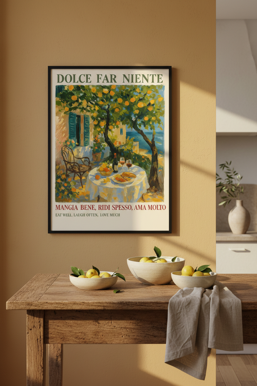 Dolce Far Niente – plakat oparty o ścianę