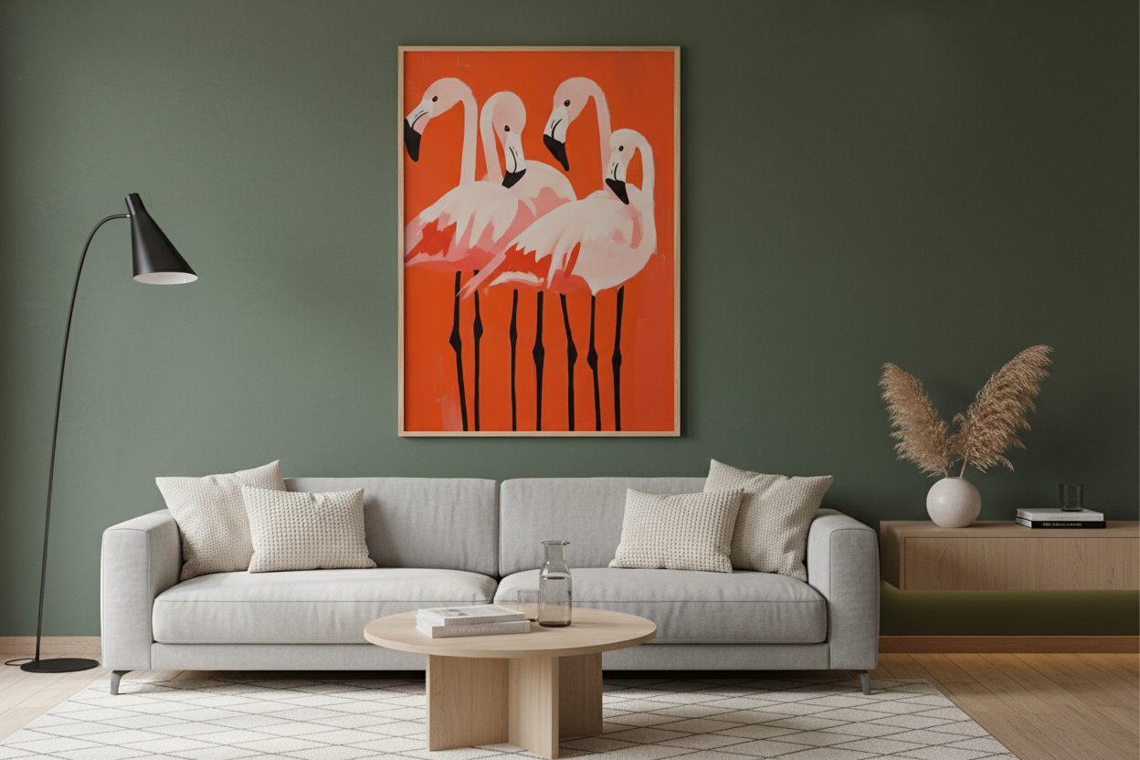 Flamingo poster in interior