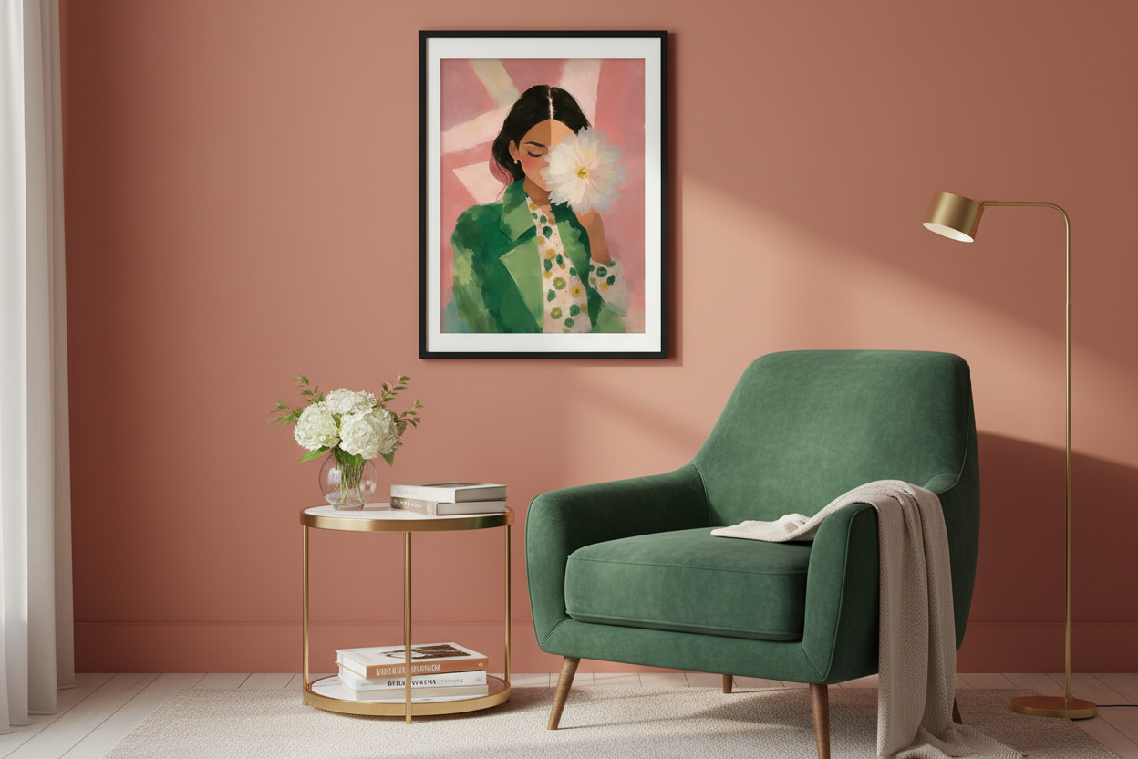 Green Jacket Flower Girl – aranżacja wnętrza