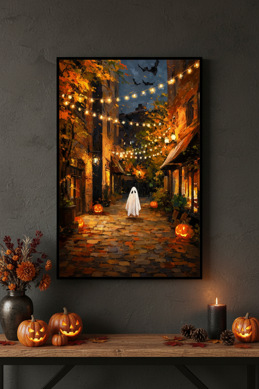 Halloween Ghost Street – mockup stolik z ozdobami