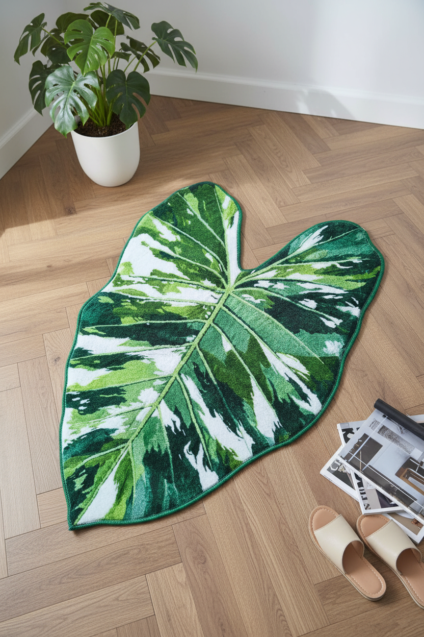 Dywan Leaf Variegated – Dekoracyjny Dywan w Kształcie Liścia | Botanical Jungle Dekoracja Wnętrz