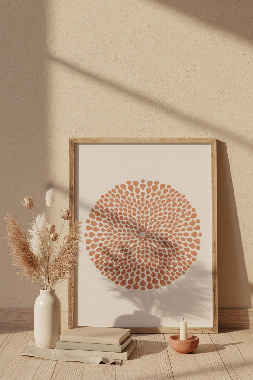 Plakat Terracotta Mandala – Geometryczna Rozeta | Boho Minimalizm Dekoracja Ścienna