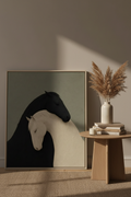 Plakat Two Horses – Czarny i Biały Koń | Elegancja i Spokój Dekoracja Ścienna