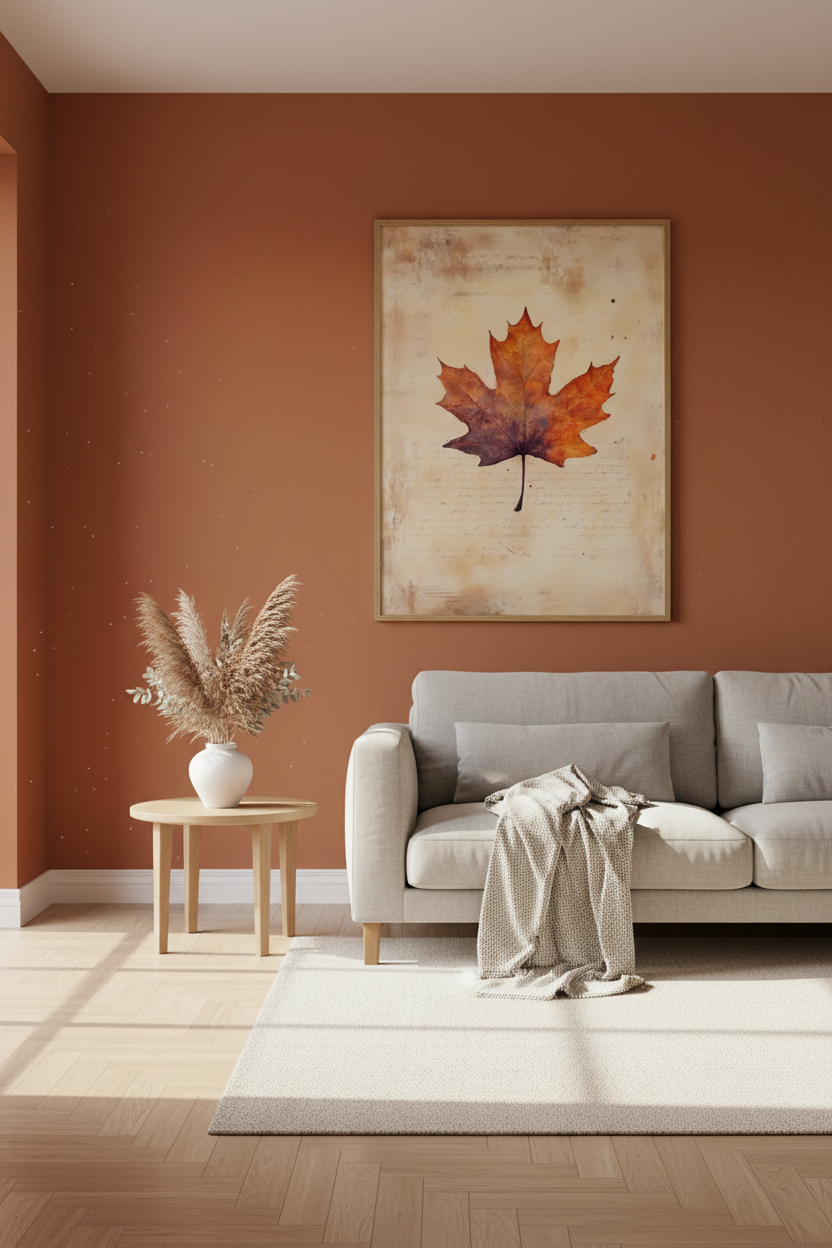 Plakat Autumn Maple – Jesienny Liść Klonu | Akwarela Vintage Dekoracja Ścienna