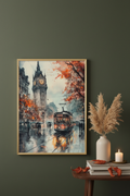 Plakat Autumn Tram City – mockup przy ścianie
