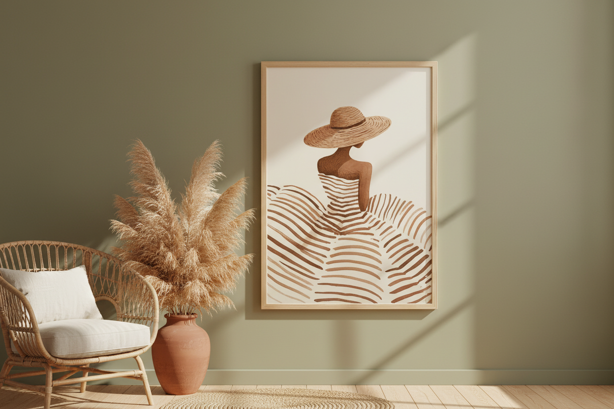 Plakat boho kobieta – mockup wnętrze