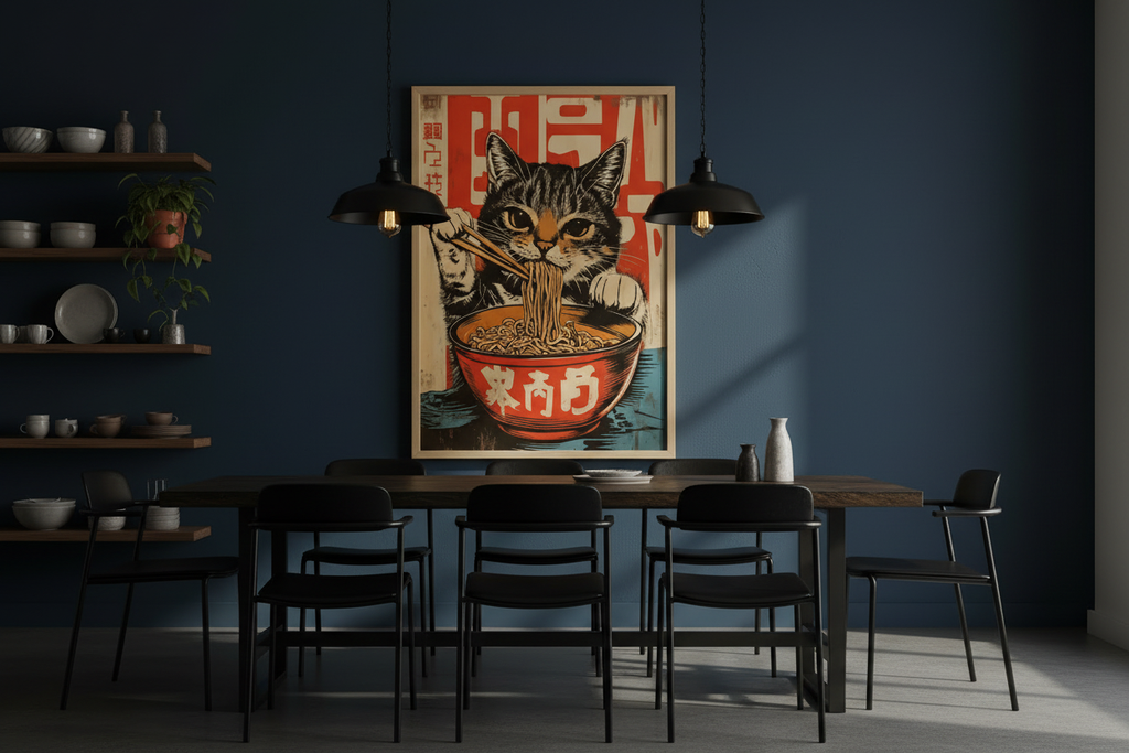 Plakat Cat Ramen – aranżacja kuchni/jadalni
