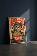 Plakat Cat Ramen – granatowa ściana