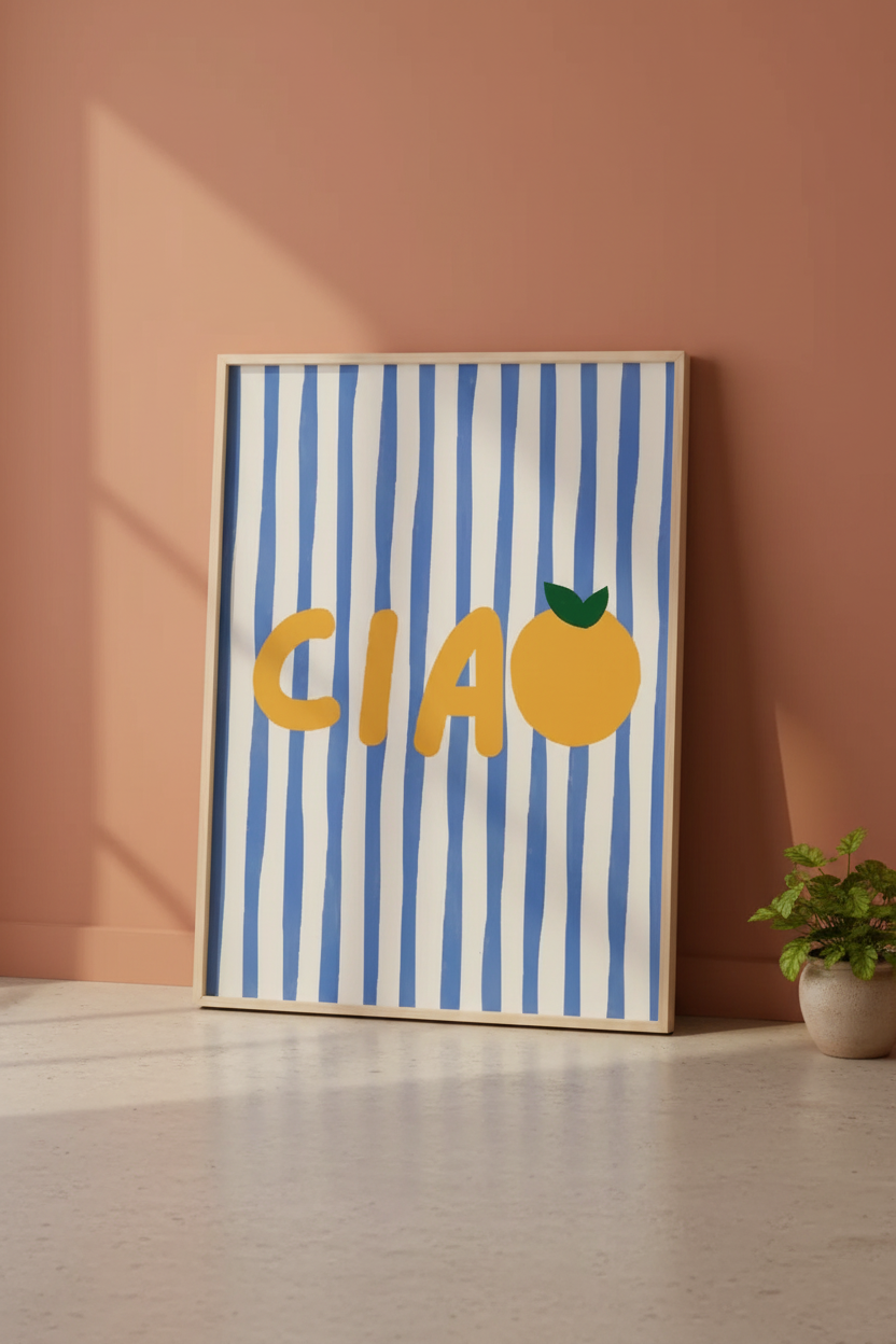 Plakat CIAO – oparty o ścianę