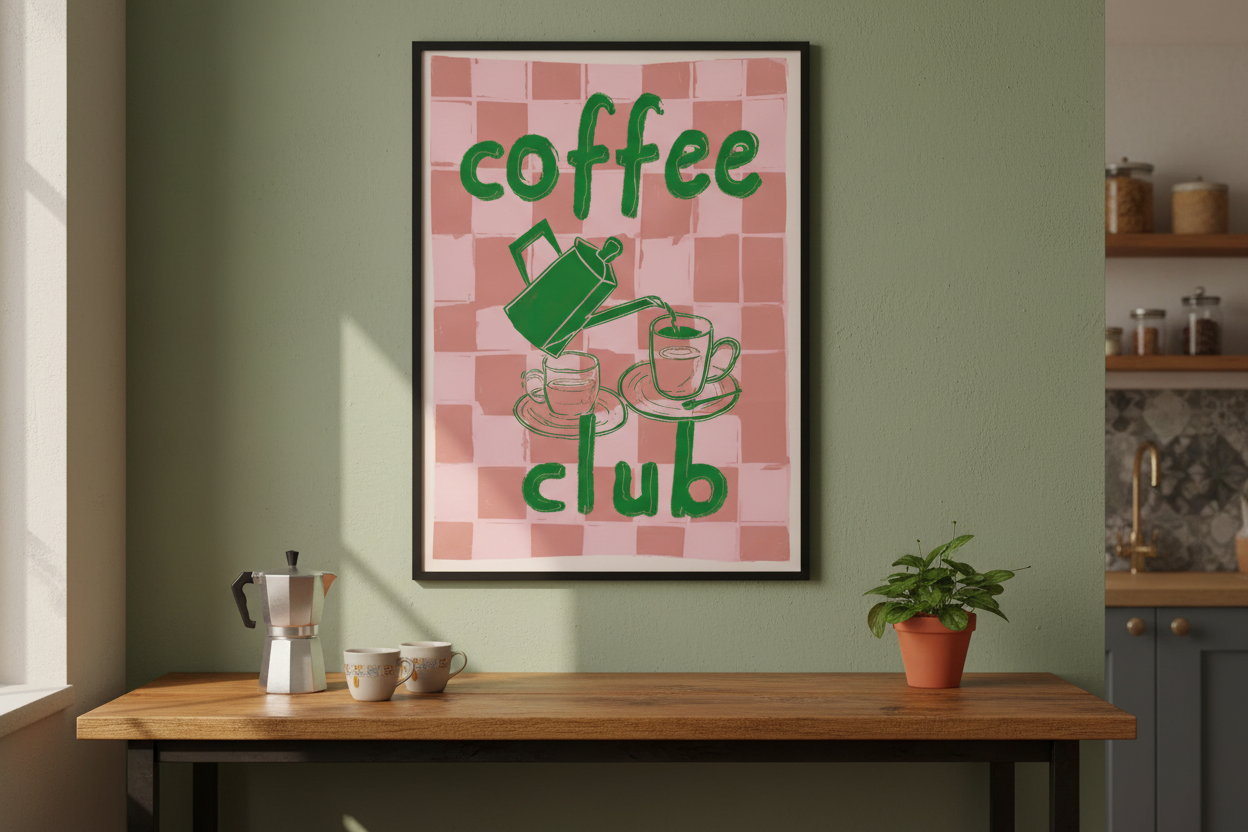 Plakat Coffee Club – aranżacja wnętrza