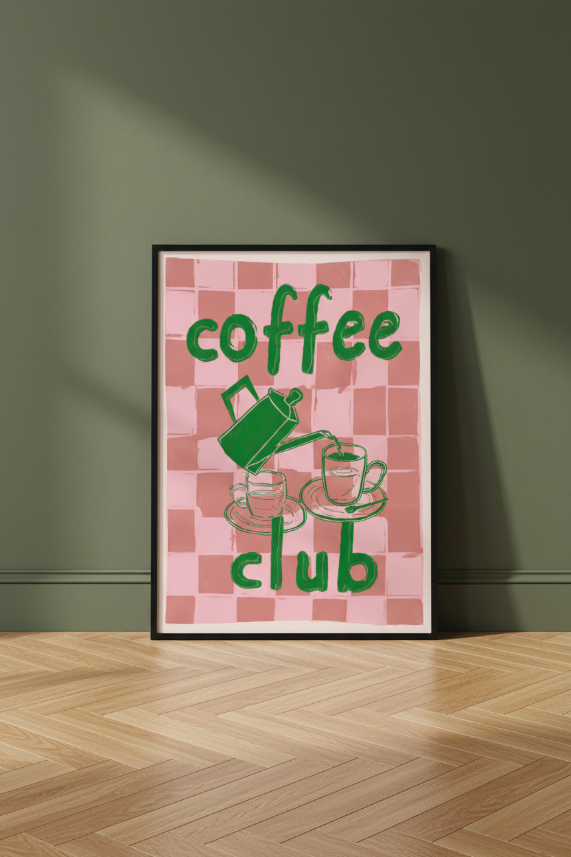 Plakat Coffee Club – oparty o ścianę