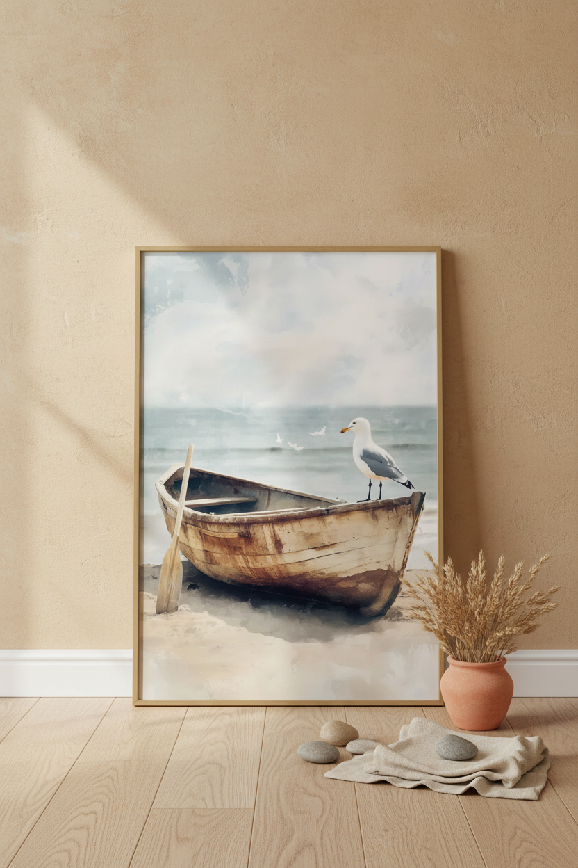 Plakat łódka – nowy mockup ścienny
