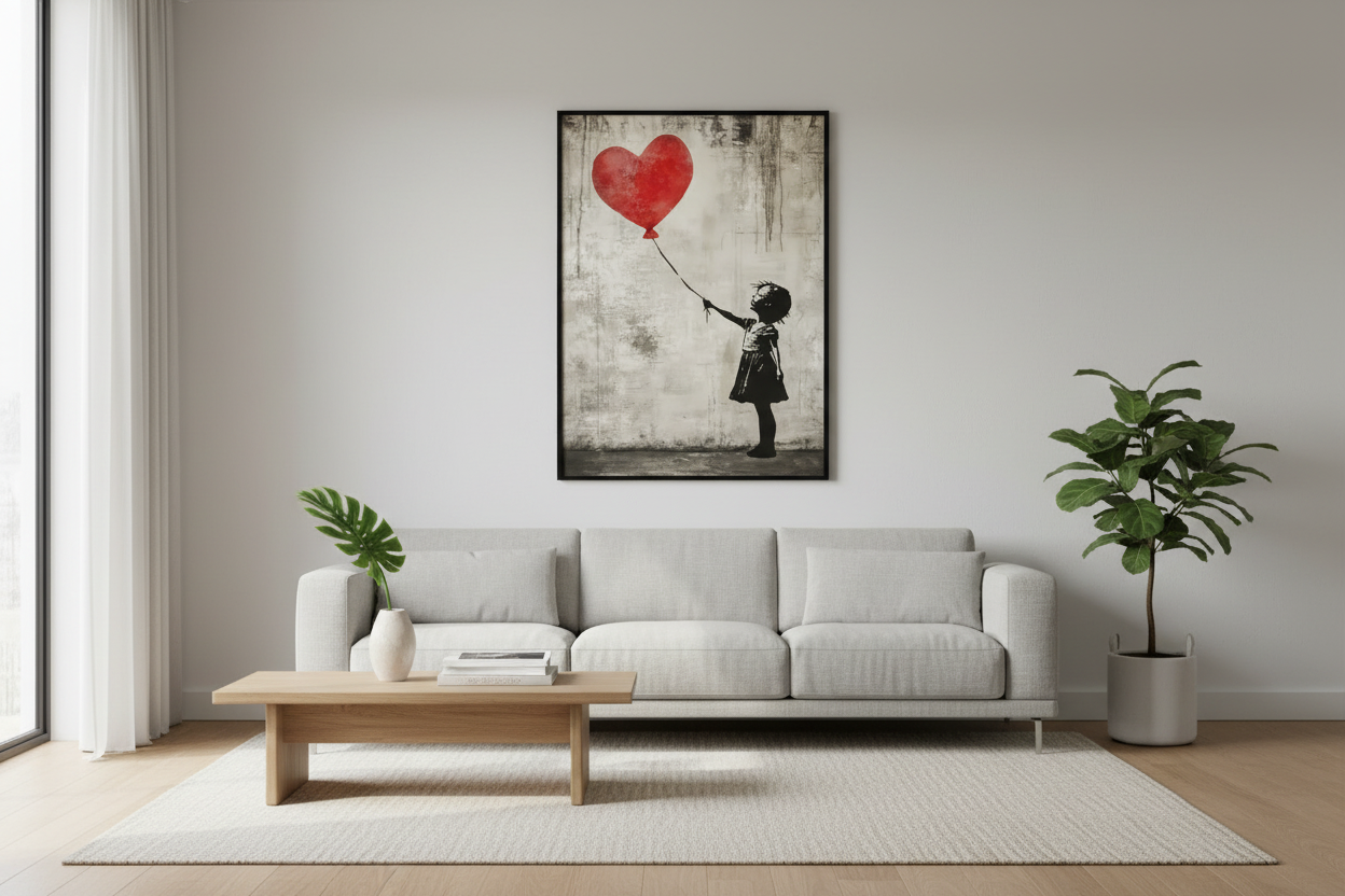 Plakat Girl with Balloon – aranżacja wnętrza