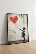 Plakat Girl with Balloon – czarna rama