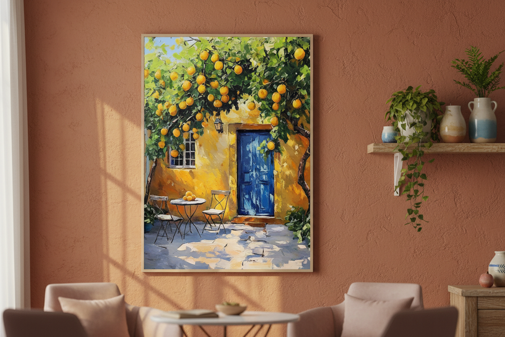 Plakat Mediterranean – aranżacja terakota