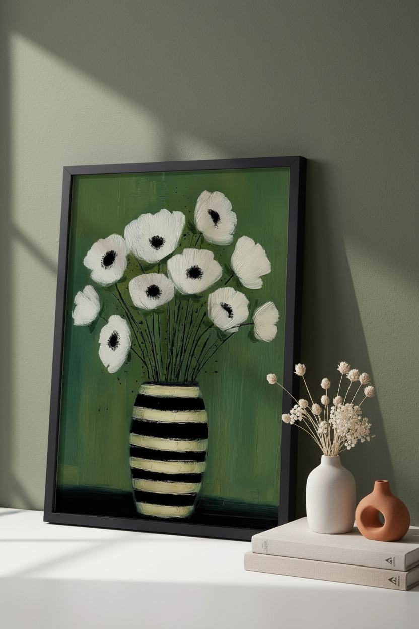 Plakat oparty o ścianę – anemonki