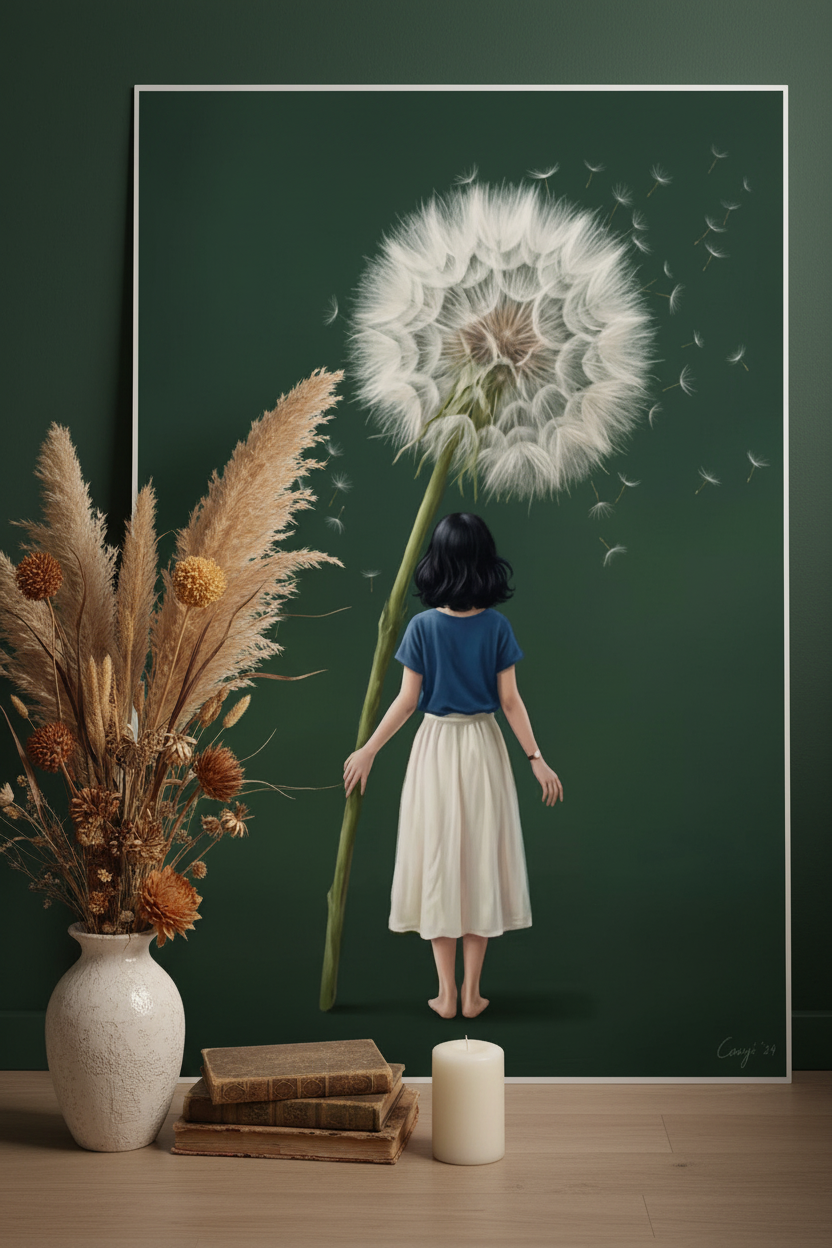 Plakat oparty o ścianę – Dandelion Girl