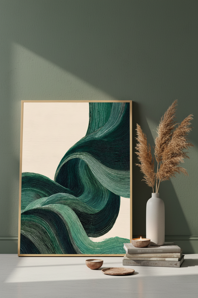 Plakat oparty o ścianę – Emerald Waves