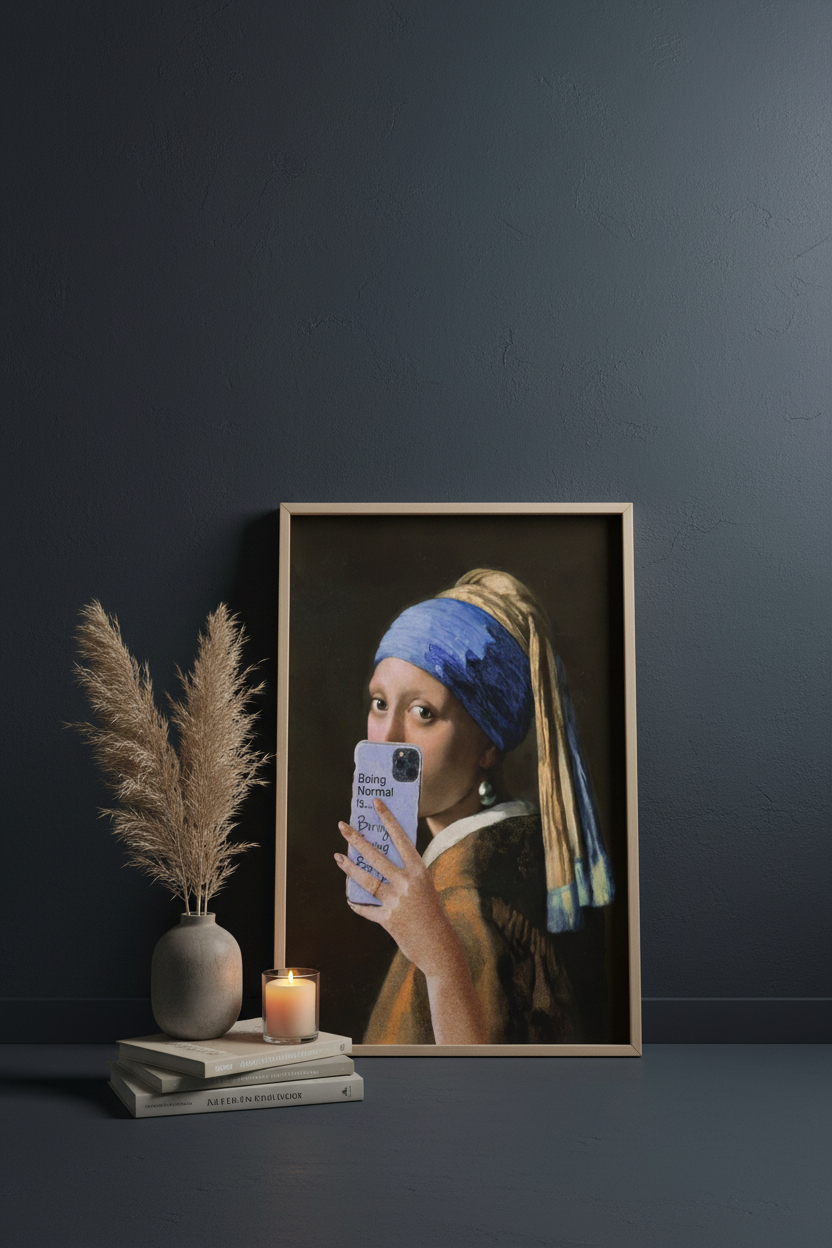 Plakat oparty o ścianę – Girl with a Phone