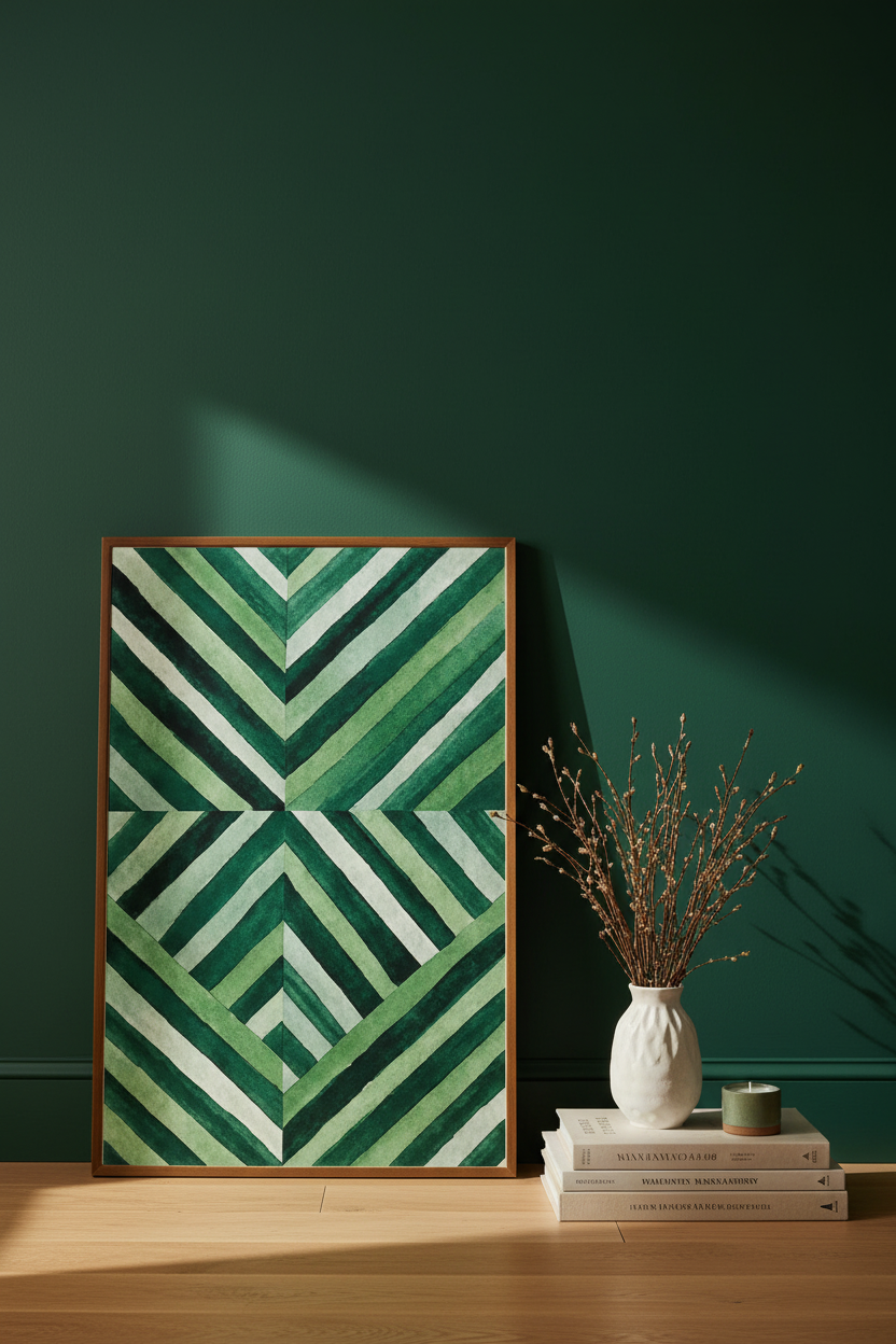 Plakat oparty o ścianę – Green Geometric