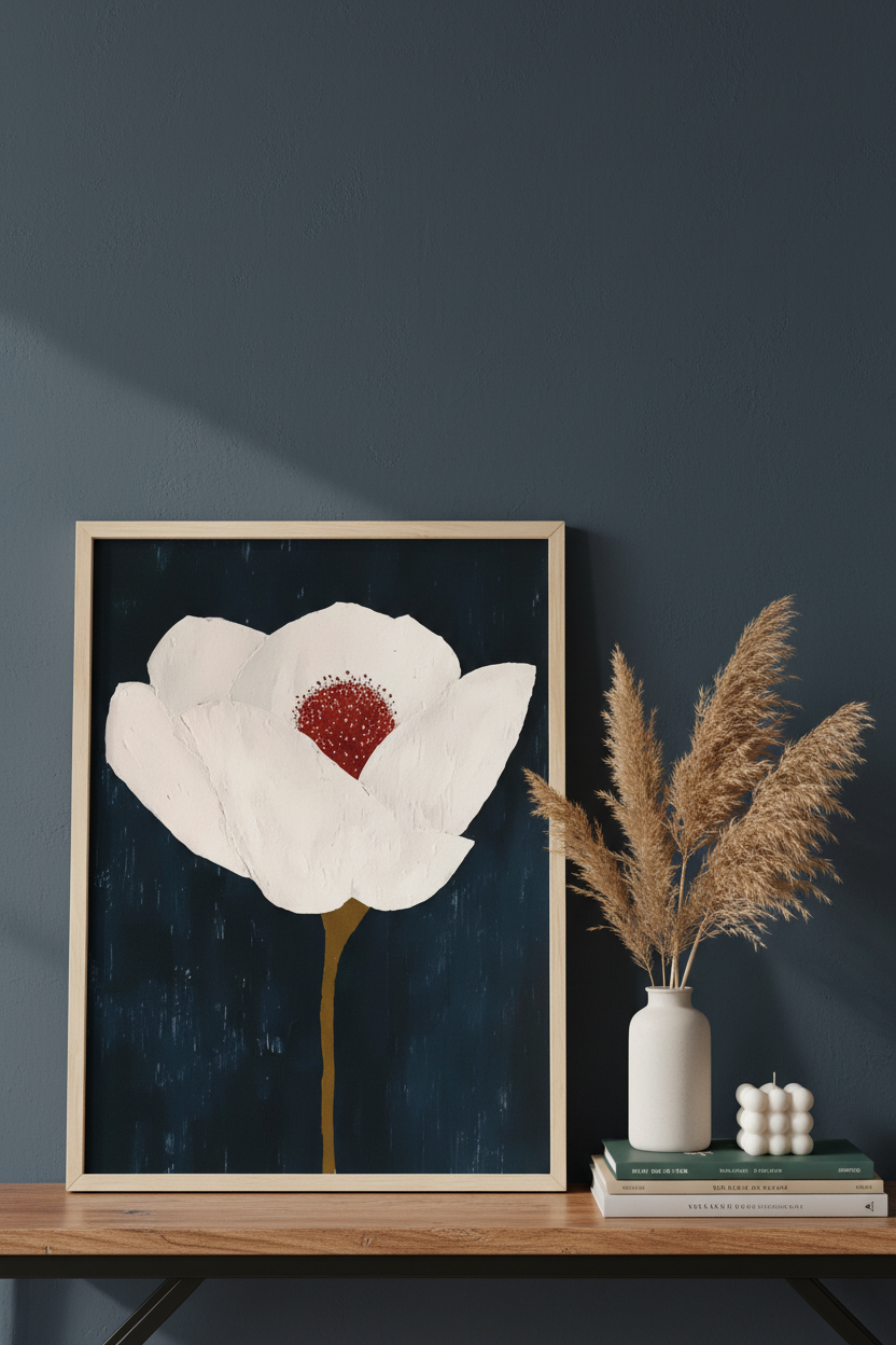 Plakat oparty o ścianę – White Poppy