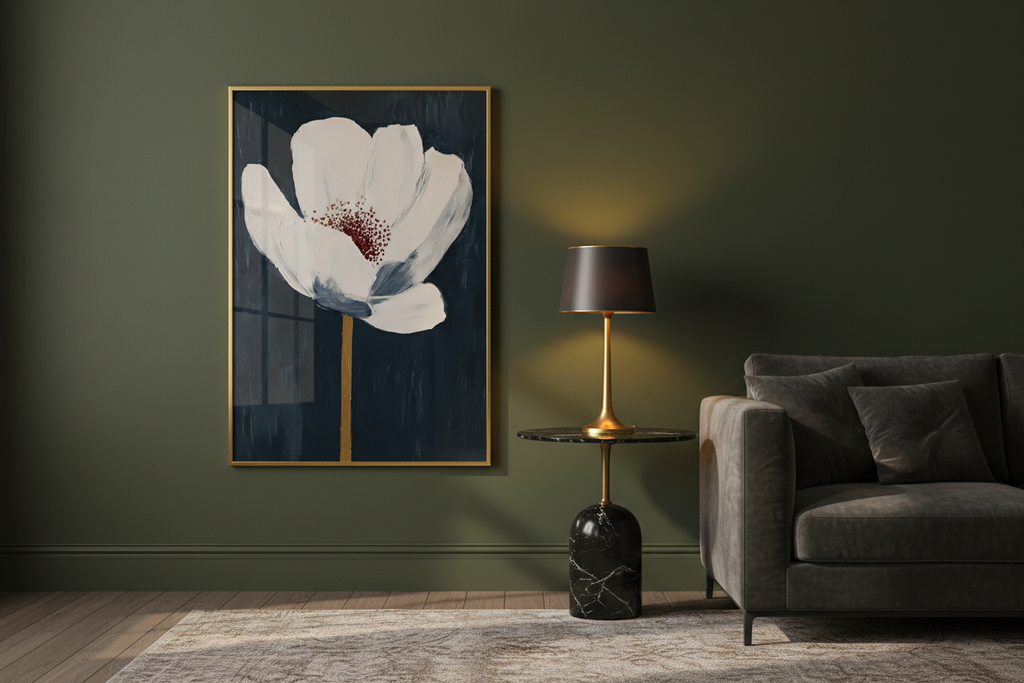 Plakat piwonia – mockup wnętrze