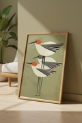 Plakat ptaki mid-century – mockup ścienny