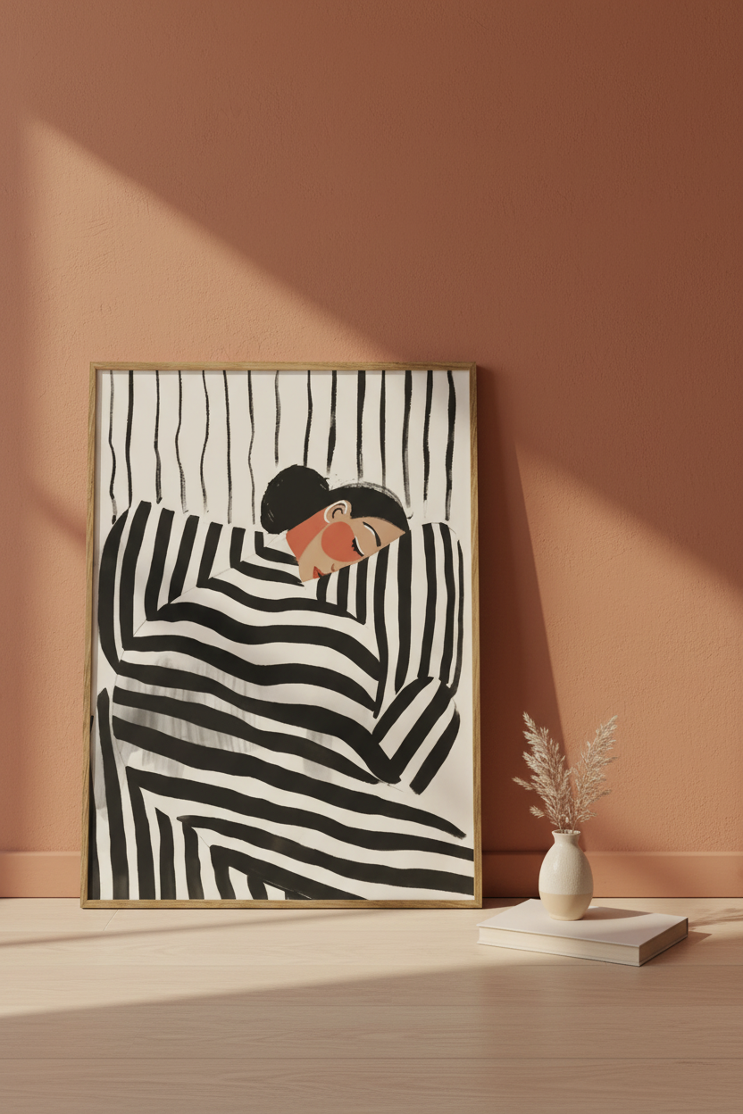 Plakat Striped Woman – mockup przy ścianie