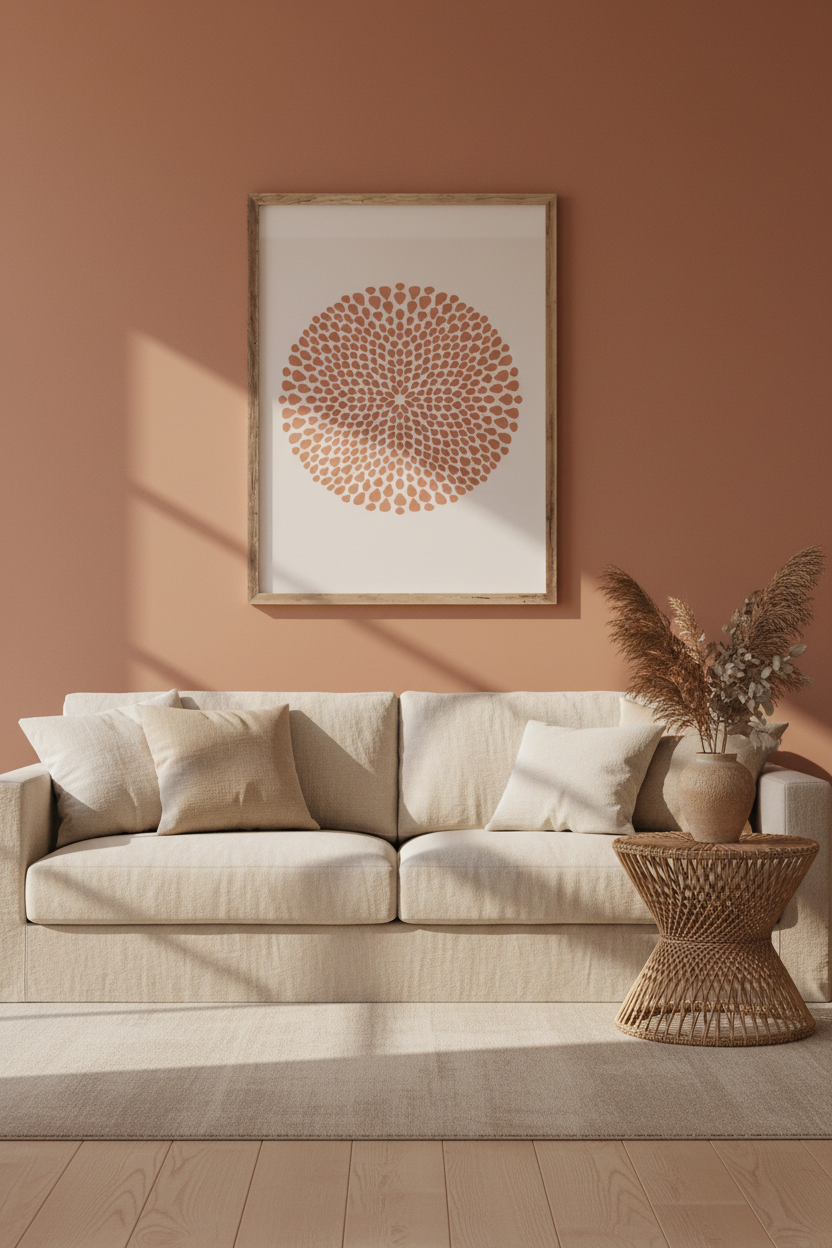 Plakat Terracotta Mandala – aranżacja wnętrza
