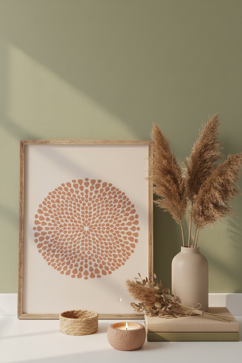 Plakat Terracotta Mandala – mockup ścienny v2