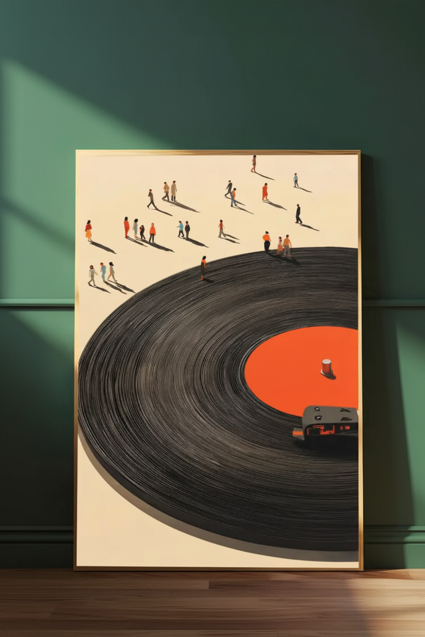 Plakat vinyl – oparty o ścianę