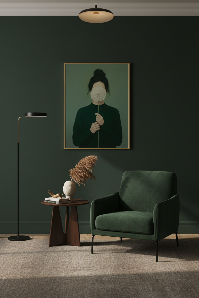 Plakat w aranżacji wnętrza – Dandelion Woman