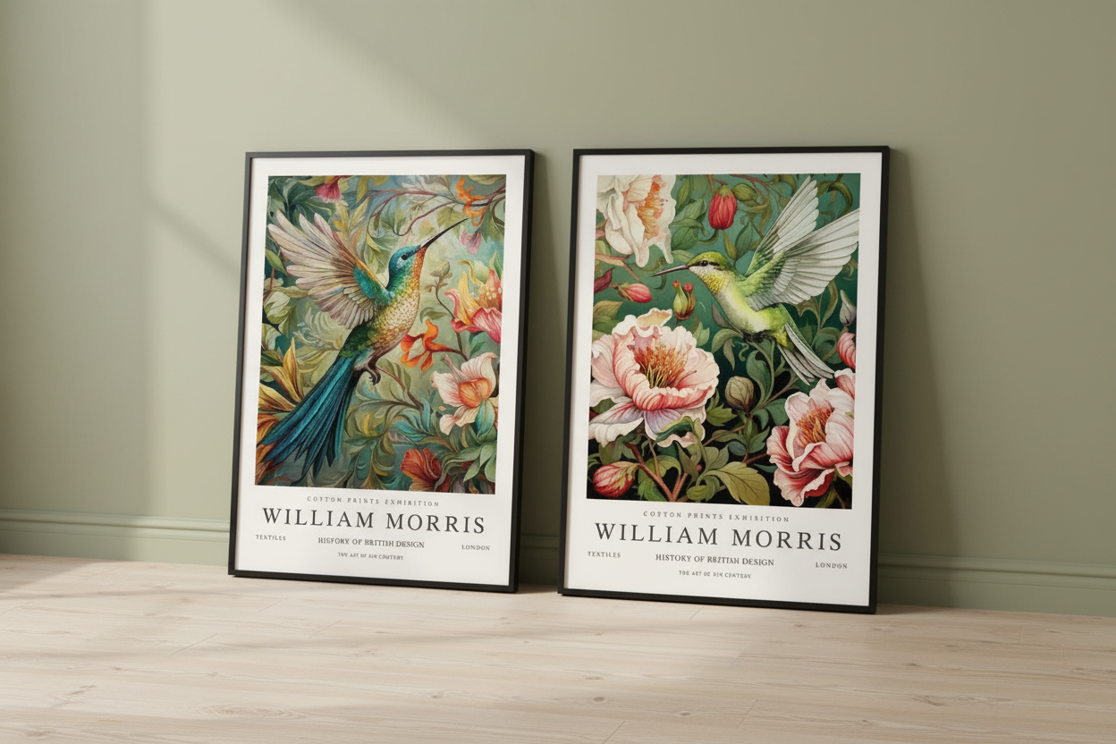 Plakaty William Morris – oliwkowa ściana v2
