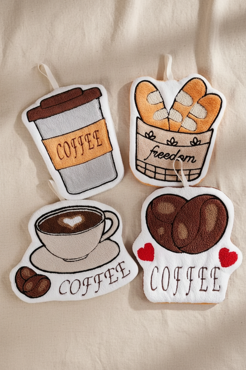 Ręczniki kawowe – flat lay