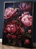 Plakat Dark Peonies – Ciemne Piwonie | Dark Floral Moody Botanical Dutch Masters Dekoracja Ścienna