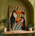 Plakat Toucans Tropical – Dwa Tukany w Dżungli | Botaniczny Art Deco Dekoracja Ścienna