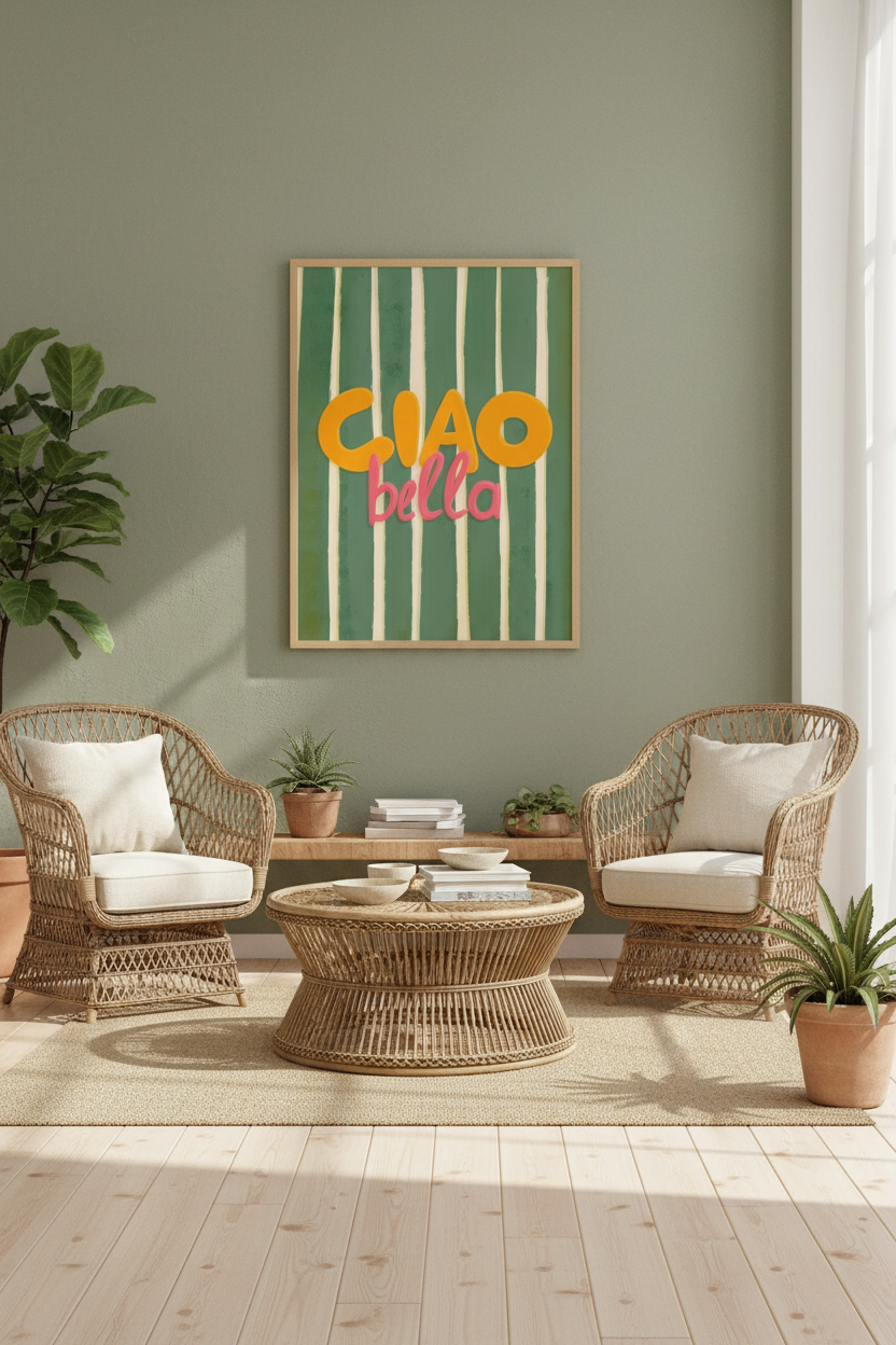 Plakat Ciao Bella – Włoski Letni Nastrój | Mediterranean Retro Dekoracja Ścienna