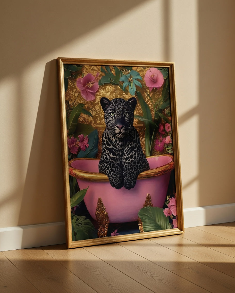 Plakat Pink Bath of The Black Panther – Czarna Pantera | Luksusowa Dekoracja Ścienna