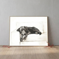 Plakat Sleeping Labrador – Śpiący Pies Akwarela | Minimalist Dog Art Dekoracja Ścienna