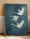 Plakat Three Cranes – Trzy Żurawie w Locie | Japandi Zen Coastal Dekoracja Ścienna