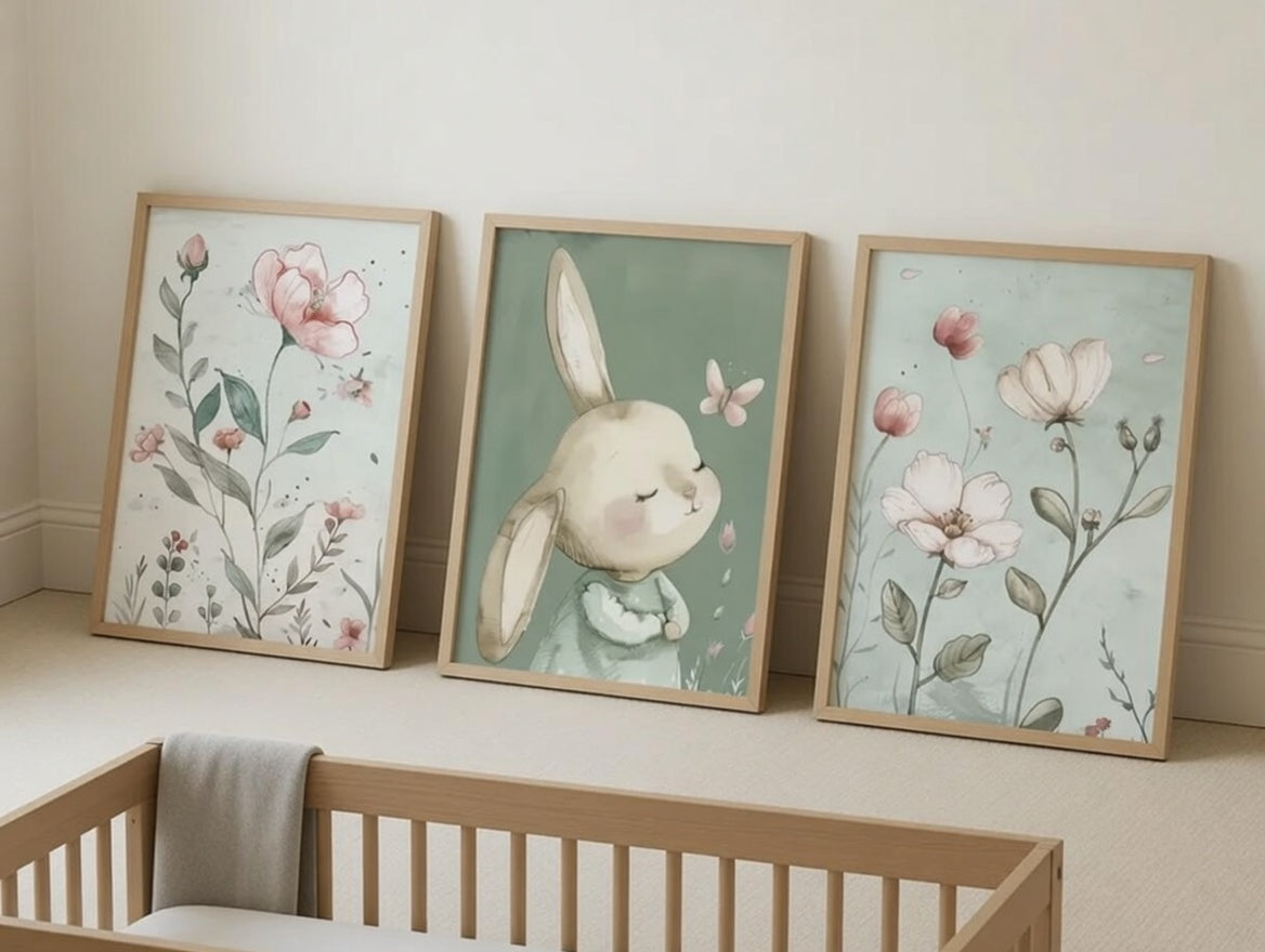 Zestaw 3 plakatów Bunny & Blooms Poster Set