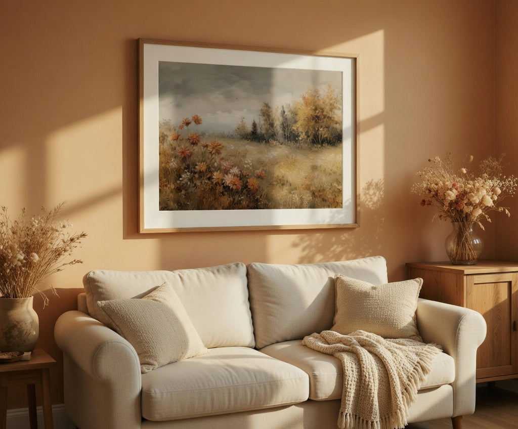 Plakat Autumn Landscape – Jesienna Łąka Akwarela | Rustykalna Dekoracja Ścienna