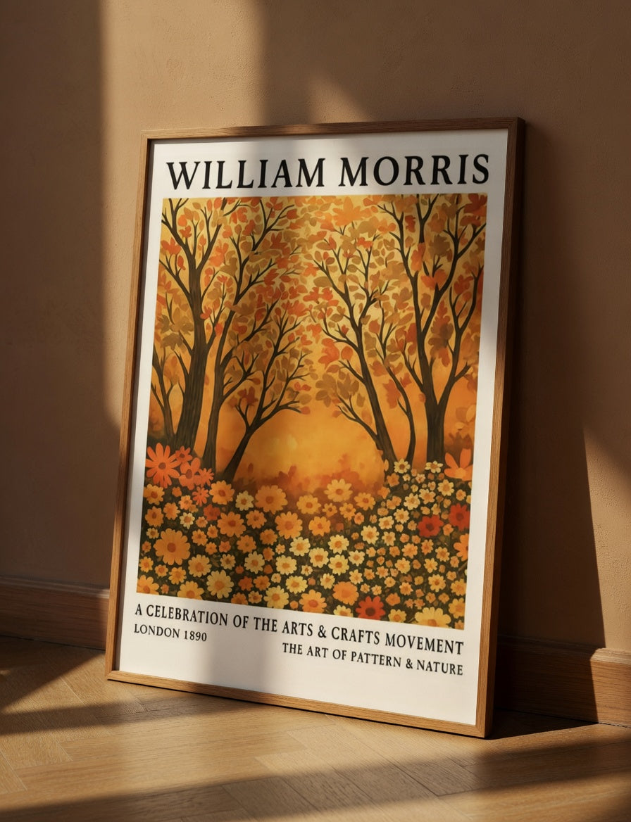 Plakat Autumn Trees William Morris – Jesienny Las | Plakat Wystawowy Arts & Crafts Dekoracja Ścienna