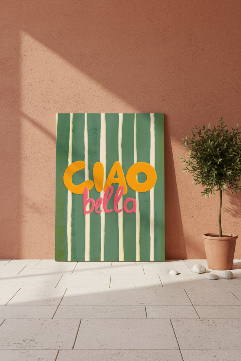 Plakat Ciao Bella – Włoski Letni Nastrój | Mediterranean Retro Dekoracja Ścienna