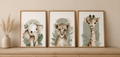 Plakat Safari Babies – Słonik Gepard Żyrafa | Akwarela Kids Safari Dekoracja Pokój Dziecięcy