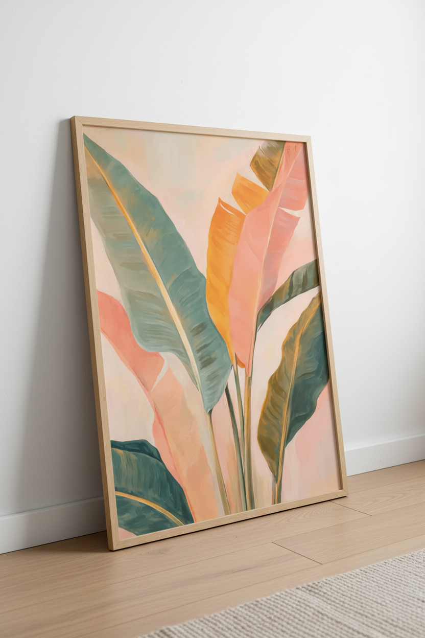 Plakat Tropical Leaves Pastel – Tropikalne Liście | Botaniczny Boho Dekoracja Ścienna