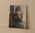 Plakat The Reader – Kobieta Czytająca Książkę | Dark Academia Vintage Figurative Moody Oil Painting Dekoracja Ścienna