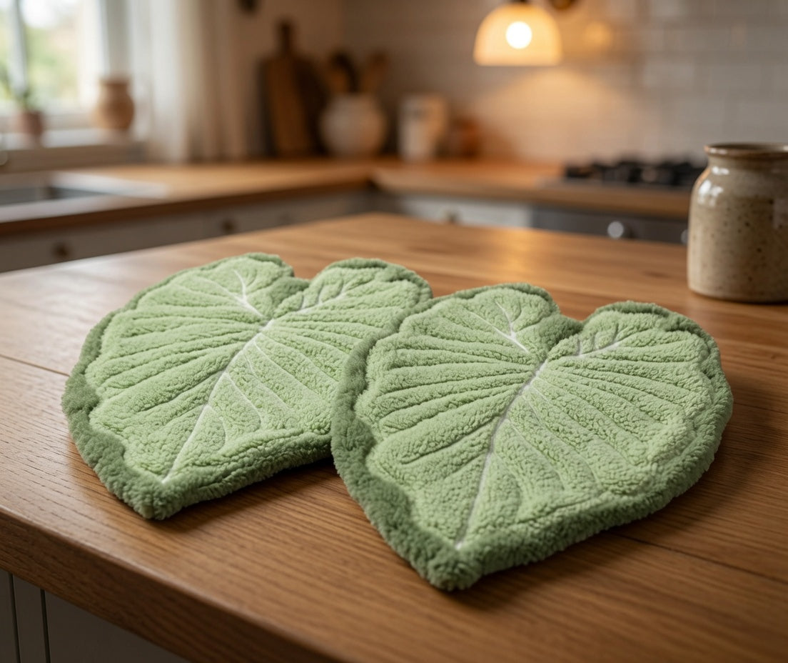 Ręczniki Liście – Zestaw 2 Botanicznych Ręczników w Kształcie Liścia | Tropical Leaf Dekoracja Wnętrz
